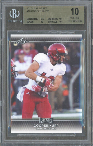 2017 LEAF DRAFT #13 Cooper Kupp (RC)-BGS 10 Pristine-POP 10-NFL MVP-SB Champ - Picture 1 of 2