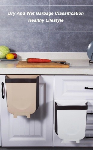 10L Kitchen Wall Mounted Foldable Waste Bin Cabinet Door Cupboard Hanging Trash - Picture 9 of 14