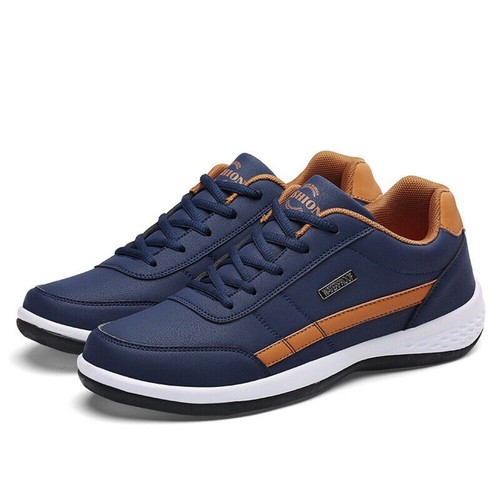 Scarpe da ginnastica uomo in pelle scarpe casual stringate corsa passeggio sneakers UK - Foto 22 di 36