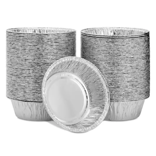 100 Pack Aluminum Round Disposable Foil Pie Pans for Baking, 4.3 inches