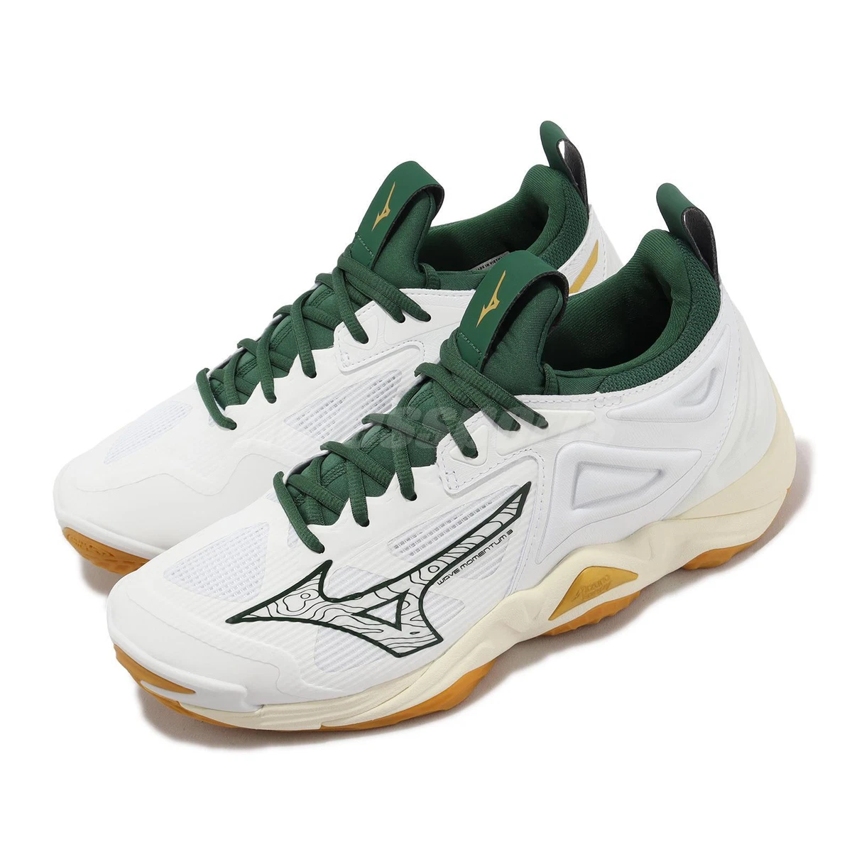 Mizuno Wave Momentum 3 White Gold Green Men Volleyball Sports Shoes  V1GA2312-44