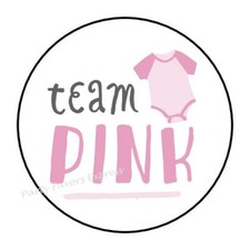 TEAM PINK GIRL BABY SHOWER GENDER ENVELOPE SEALS LABELS PARTY FAVORS STICKERS
