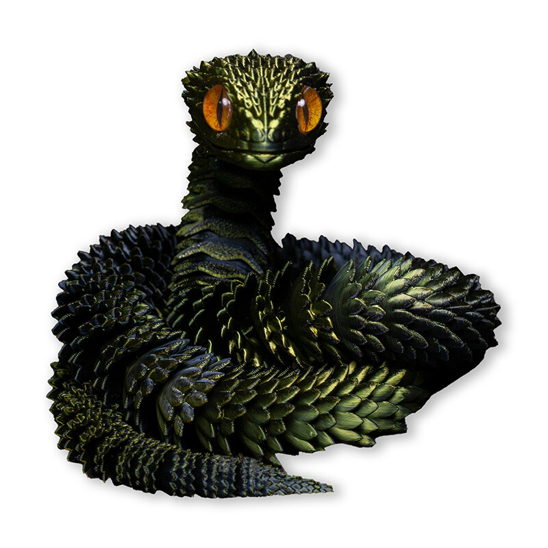 1Pcs 3D Printed Action Figure Snake Articulated Bush Viper