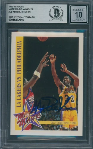 1992/93 Hoops More Magic Moments #M2 Magic Johnson Beckett Signed Auto 10 *2616