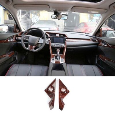 Front Triangle A Pillar Cover Trim For Honda Civic 10th 2016-2020 Wood Grain 2pc
