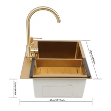Stainles Steel Kitchen Sink W/ Faucet &Drain Basket Household Workstation