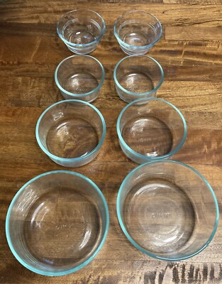 Pyrex Glass Bowls Set of 8 - 2 x463, 2x7202, 2x 7200, 2x 7201