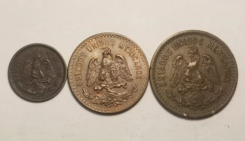 Mexico 1, 5 & 10 Centavos Foreign Coin Set- 1914-1934 - Picture 2 of 2
