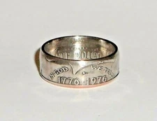 "Sealed" Coin ring handmade from 1976 JFK BICENTENNIAL HALF DOLLAR sizes  9-14