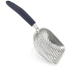 Non-Stick Metal Cat Litter Scoop Long Handle, Solid Aluminum Alloy Deep Shovel
