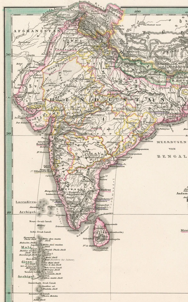 Antique Map "Ost-Indien" (East Indies) Stieler - Berghaus, 1870 - Image 4 of 4