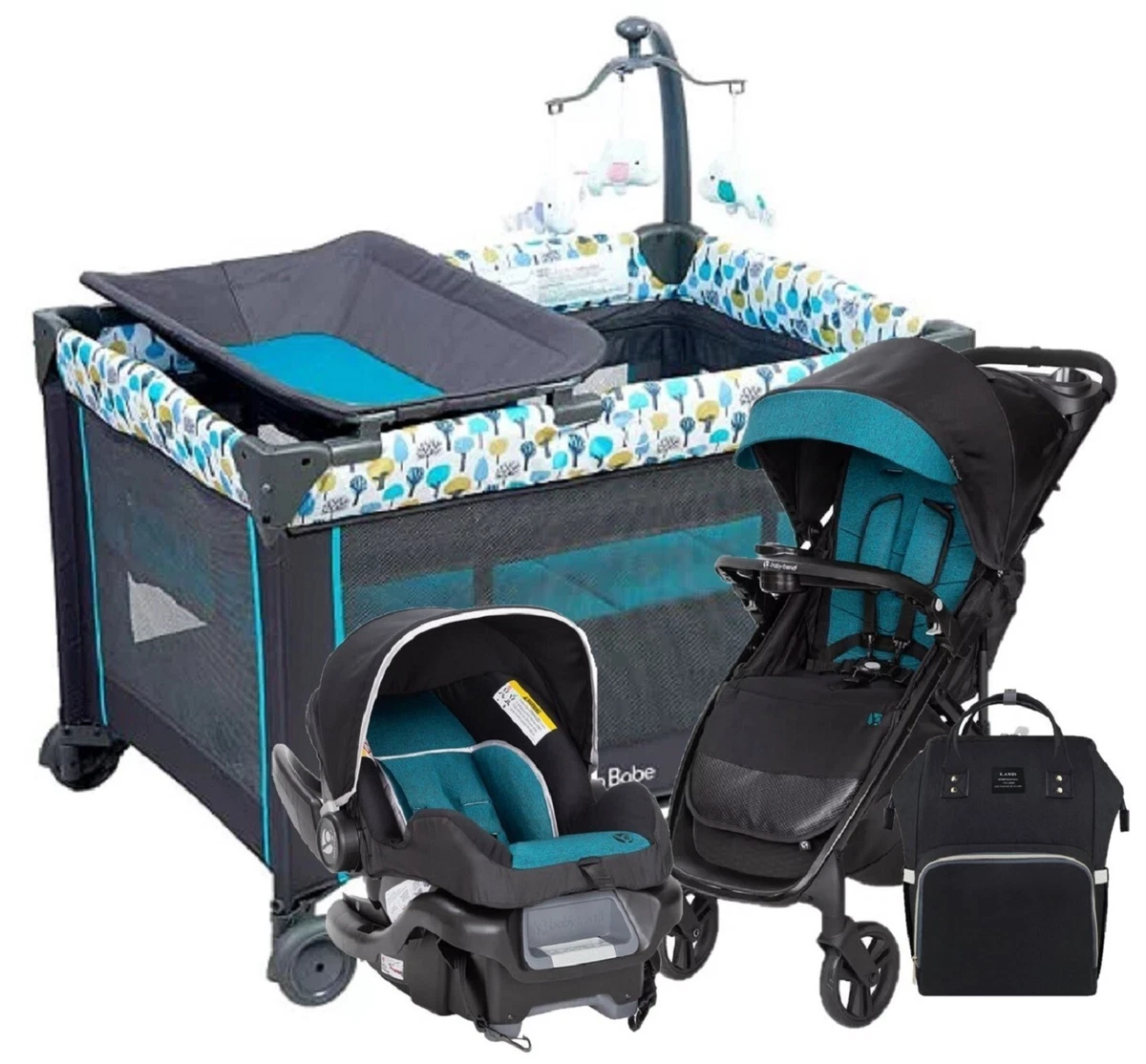 Baby Boy Combo Travel System Set Stroller With Car Seat Playard