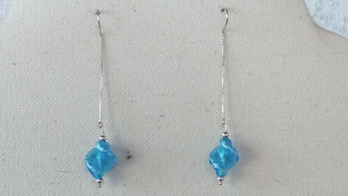 2 Pair Sterling Silver New Threader Earrings with Blown Glass Beads - Picture 4 of 5