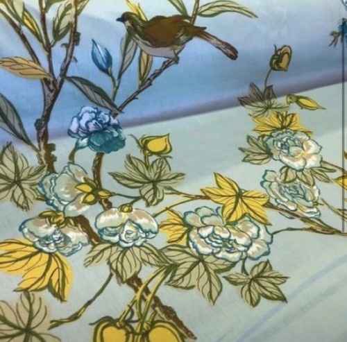 10 Yards Vögel & Schmetterlinge in Aqua Chintz polierte Baumwolle