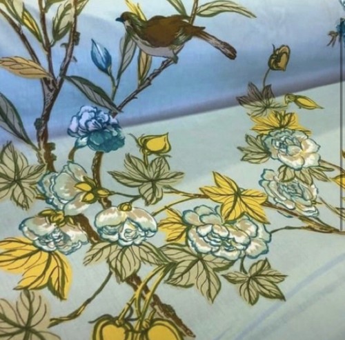 Birds & Butterflies in Aqua Chintz Polished Cotton - Picture 1 of 6