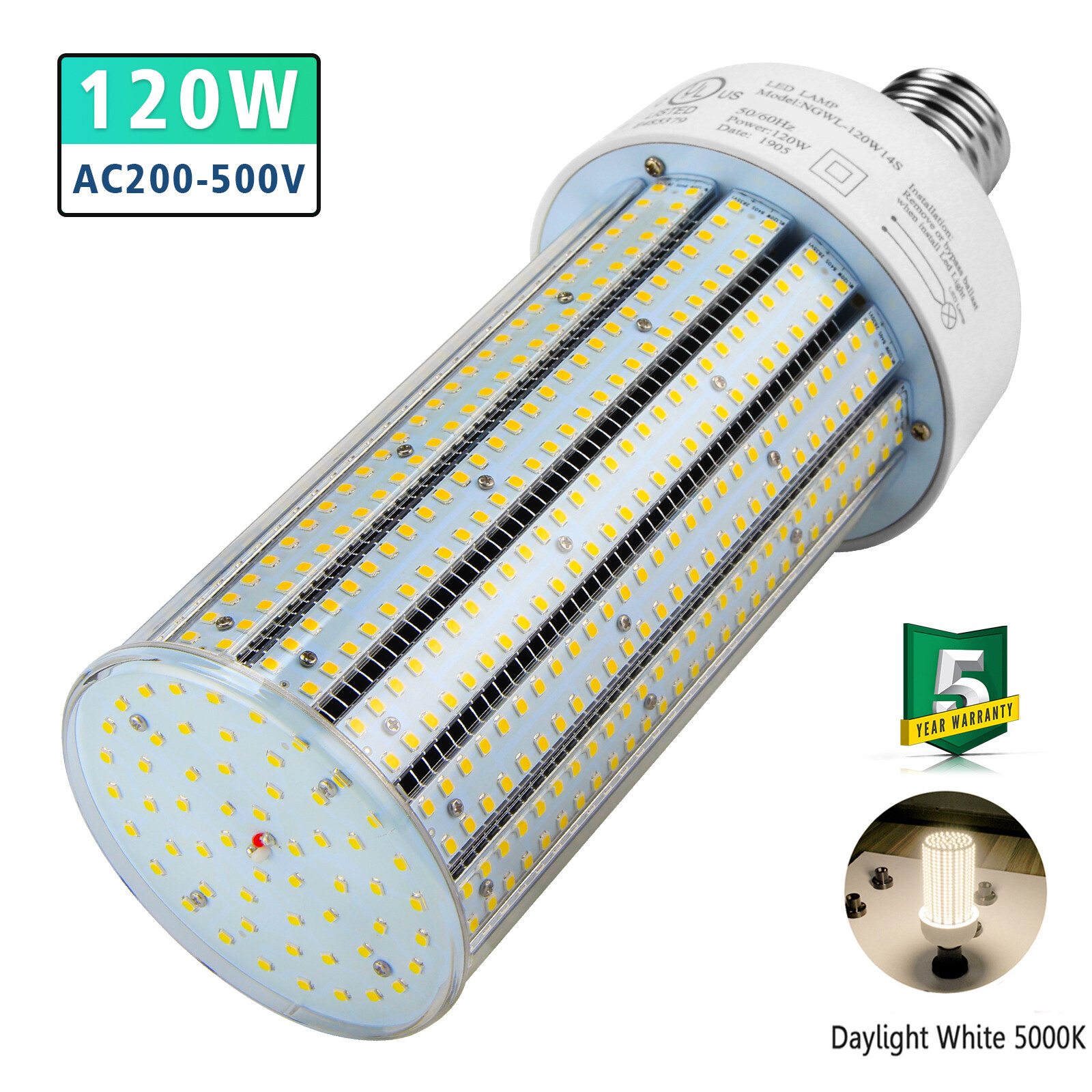 AC480V LED Corn Bulb Light 120W For Warehouse Factory High Bay Wall Pack Lights