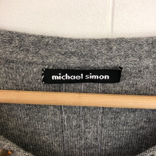 MICHAEL SIMON Silk Cashmere Blend Grey Beaded Knit Cardigan Soft Classic Small - Picture 4 of 14