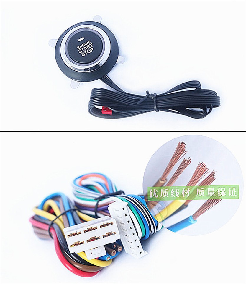 Car Keyless Entry Engine Start Alarm System Kit Push Button Remote ...