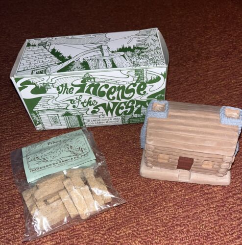 Vintage RARE Log Cabin Burner & INCENSE OF THE WEST Souvenir 1960s