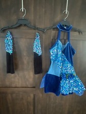 Adult Small Sequin and Blue Velvet dance costume