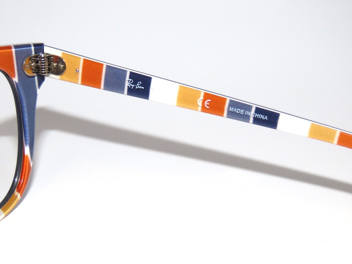 Ray Ban Meteor RX5377 8091 52 Blue Stripes Orange Eyeglasses