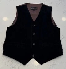 Wilsons The Leather Experts Suede Leather Vest Sleeveless Mens XL 42 Black Brown