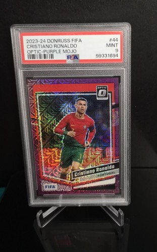 PSA 9 #'d/25 💥 CRISTIANO RONALDO 2023-24 Panini Donruss Optic Purple Mojo Prizm