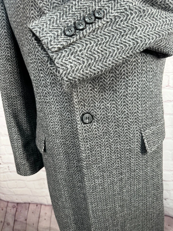 JOSEPH ABBOUD Hombres Gris ESPIGA Lana Abrigo Abrigo Chaqueta TALLA 'S' Foto 4 de 4