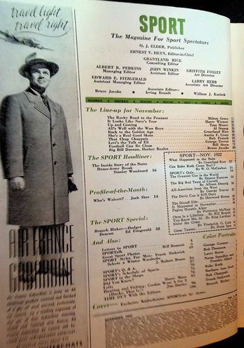 Revista de deportes noviembre de 1947 Johnny Lujack Branch Rickey Bill Durnan - Imagen 2 de 2
