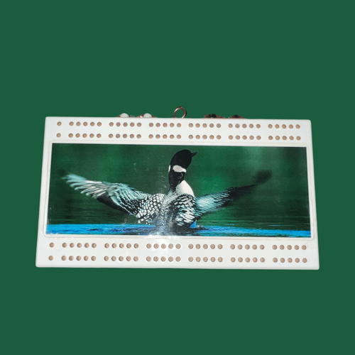 Vintage 1997 Custom Cribbage Minnesota Loon Wood Cribbage Board
