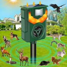 Upgraded Solar Ultrasonic Animal Repellent,Cat Repeller Outdoor with Flaming Eye