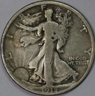 1918 Walking Liberty Half F  /  Nice Problem Free Coin  /  Original Surfaces