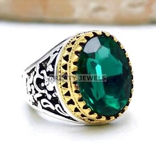 Peridot Oval Cut Gemstone With 925 Sterling Silver Ring For Men's #926