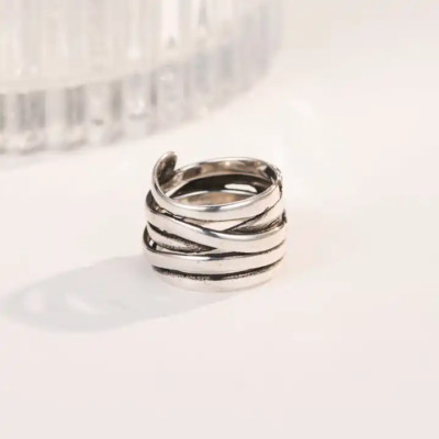 Ring Streifen Sterling Silber 925 Damen Größe verstellbar