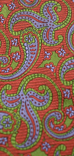 NEW Peter Blair Orange With Fancy Green and Blue Paisley Silk Tie Made in USA - Picture 2 of 5