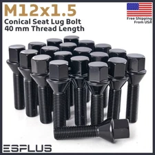 20 BMW Lug Bolt M12x1.5 Black 40mm Fit 1-8 Series/M1/M3/M5/M6 W 10-14mm Spacers