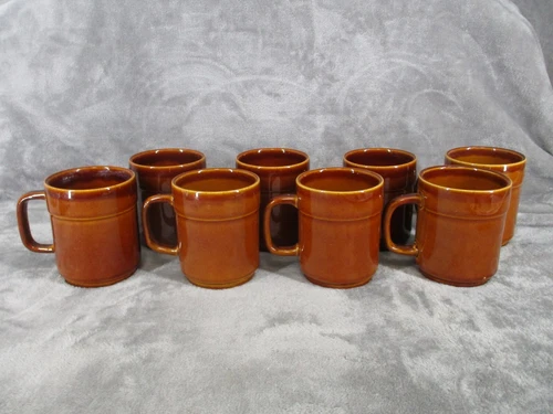 Pfaltzgraff Coffee Mug Set 289 Glossy Brown Ceramic Vintage 8pcs