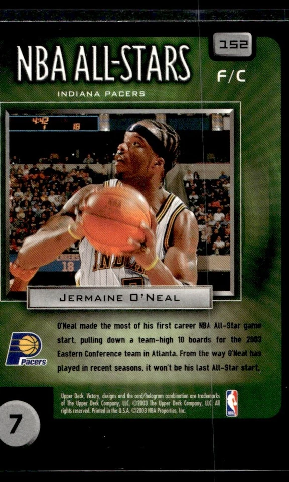 2003-04 Upper Deck Victory Jermaine O'Neal Indiana Pacers #152 - Image 2 of 2