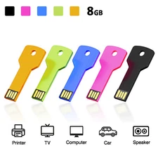 5PCS 8GB Key Shape USB Flash Drive Metal Thumb Drive USB2.0 Flash Disk File Data