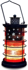 Rustic Metal American Flag Decorative Candle Lantern Hanging Patriotic Decor