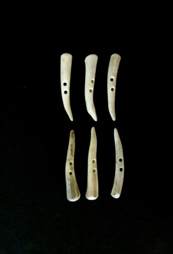 ANTLER BUTTONS,2 1/2"TOGGLES,TINES,SHEARLING COATS,6 THINNER CURVY PIECES,212-12 - Picture 4 of 4