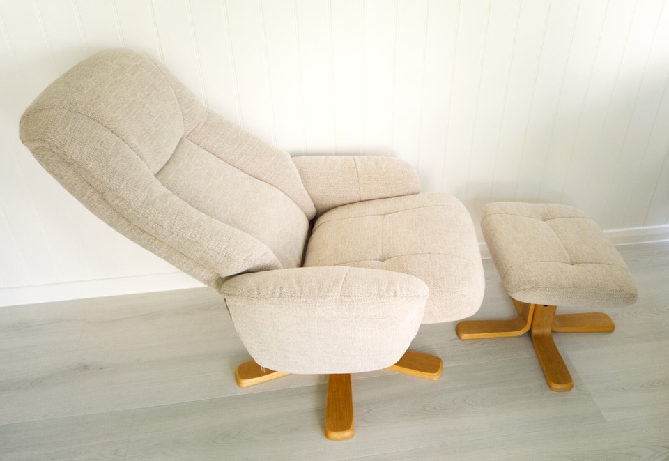 Sierra Swivel Recliner Chair & Footstool In Fabric eBay