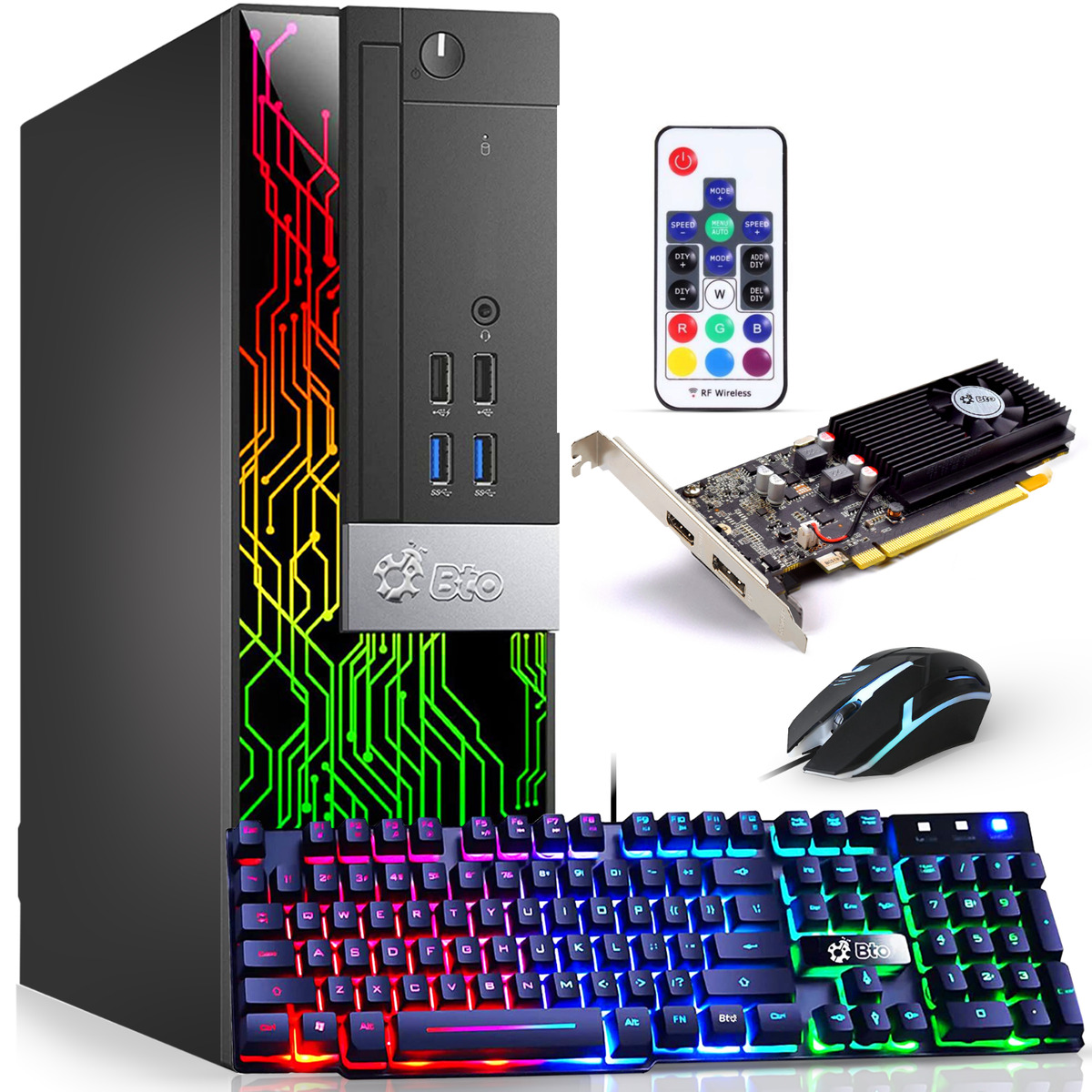 Gaming PC i7 Computer Bundle Intel Quad Core i7 16GB 1TB Win 10 GTX 1050Ti  RGB