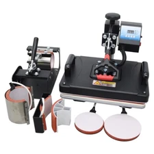 110V 6in1 Swing-Away Digital Combo Heat Press Machine for T-Shirt Hat Mug Plate