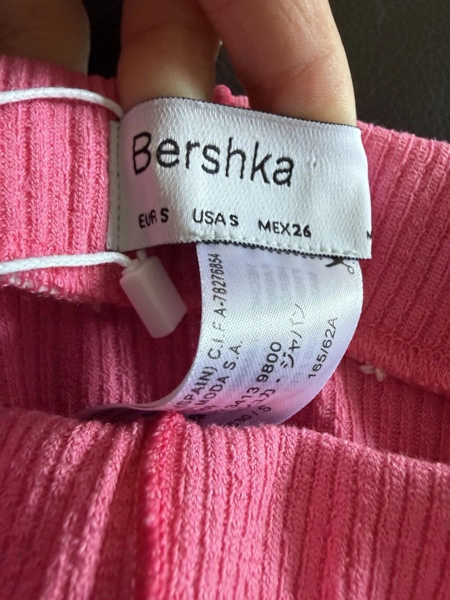 Minifalda Bershka Join Life Nueva Con Las Etiquetas Rosa Acanalada Elástica Talla S