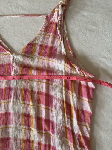 Camiseta sin mangas rosa a cuadros con tirantes - XL a.n.a. Botón delantero rayón - Imagen 5 de 7