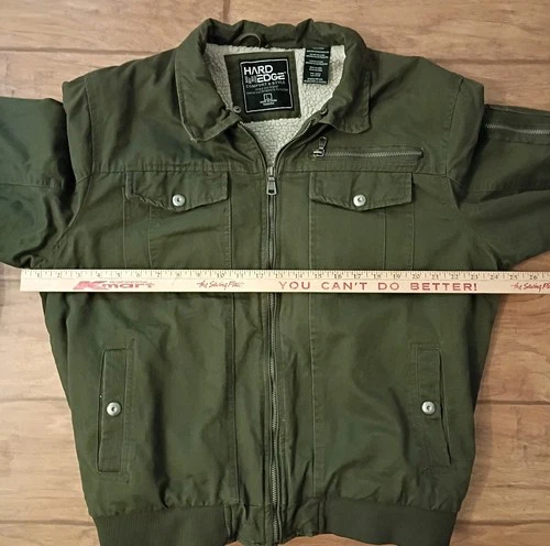 Hard Edge Shepra Lined Men’s Sz L Green Olive Bomber Jacket  image 2