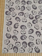 Beige Hyottoko Okame Pattern Tenugui Japanese Cloth Collectible New