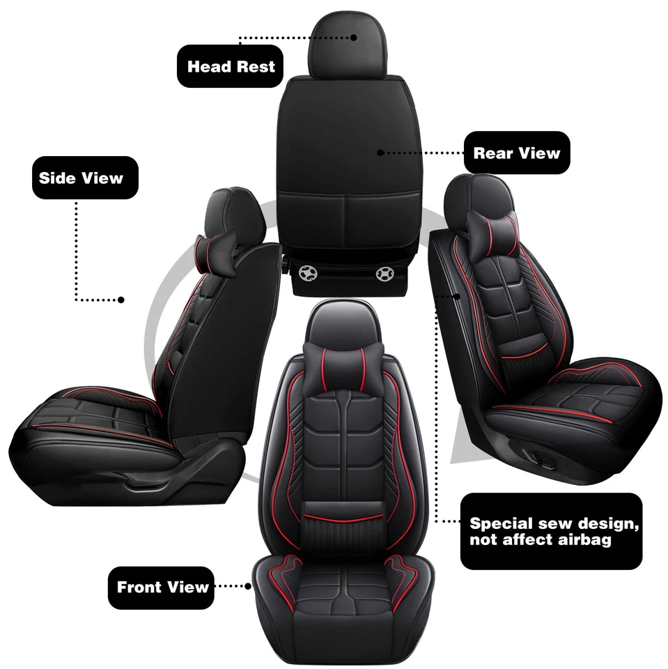 For Toyota Tacoma Car Seat Covers Leather Front Rear Full Set Protectors Cushion Foto 4 de 4