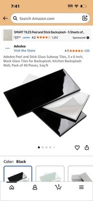 Adedeo Peel and Stick Glass Subway Tiles, 3 x 6 Inch